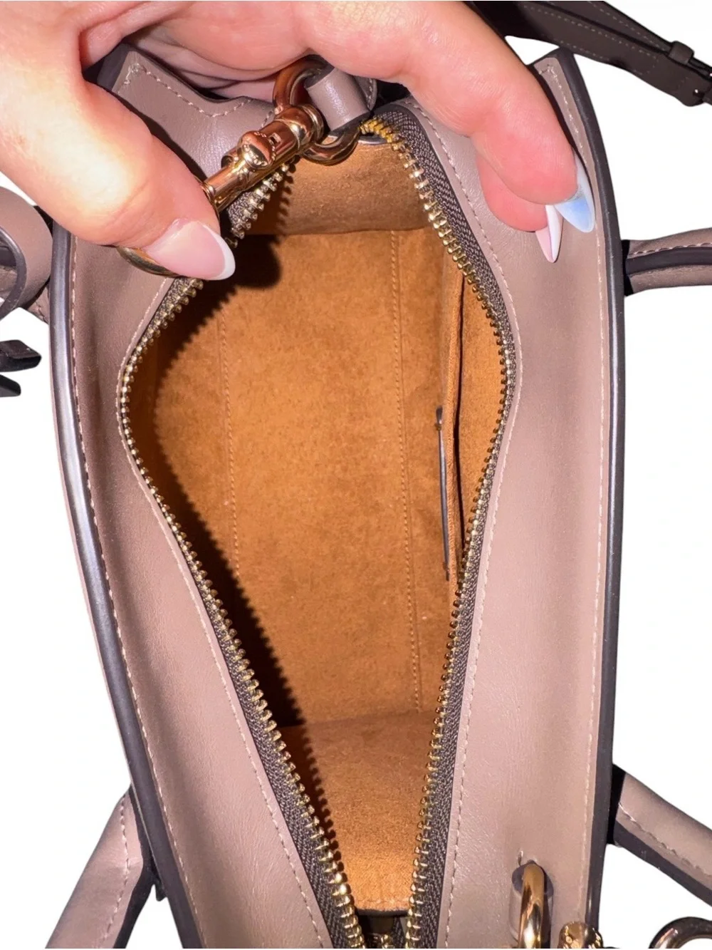 Coach Taupe Brown Leather Mini Satchel with Crossbody Strap